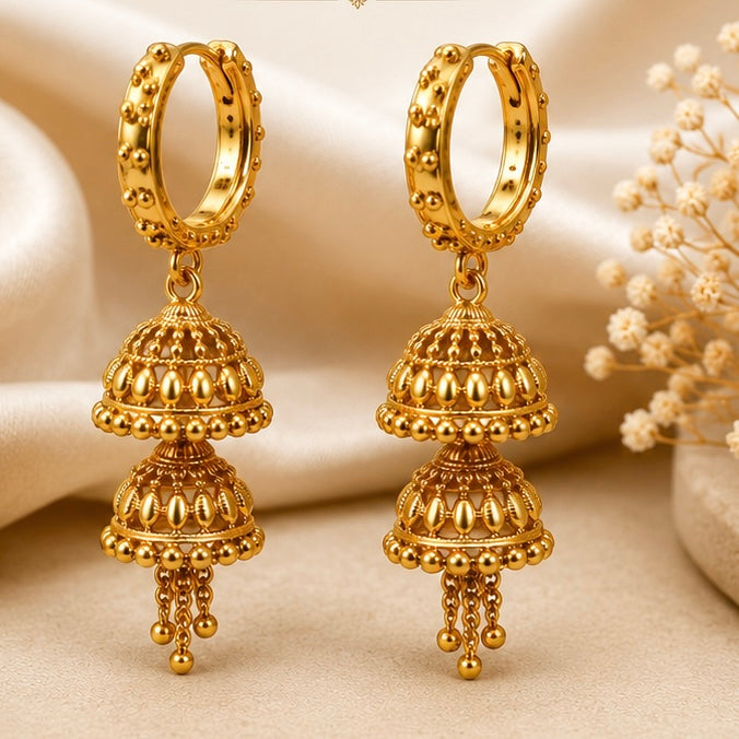 Gold plated Collection Jhumka Earring Stack