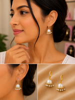 Micro Collection Gold Plated Jhumka Earrings Pearl