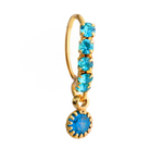 Light Blue Big Gem Dangle nose ring for pierced nose
