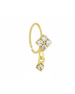 Square Small Gem Dangle Gold nose ring for pierced nose