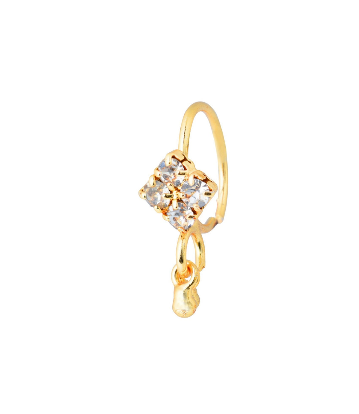 Square Ball Dangle Gold Nose ring for pierced nose