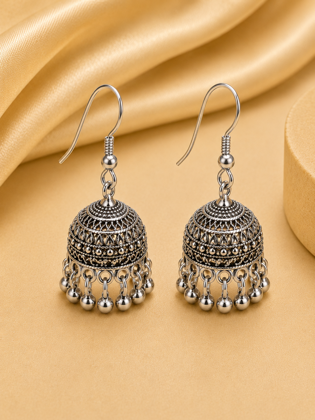Silver Ball Jhumka