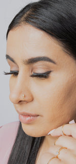 2 Stone Gold Nose Ring for pierced and non pierced nose