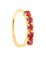 Red 5 stone thin Gold Nose Ring for pierced and non pierced nose