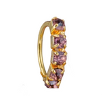 5 Stone Classic Purple Gold Nose Ring For Non Pierced And Pierced Nose