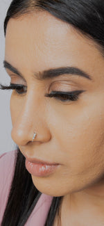 3 Stone Silver Nose Ring for Pierced & Non Pierced Nose