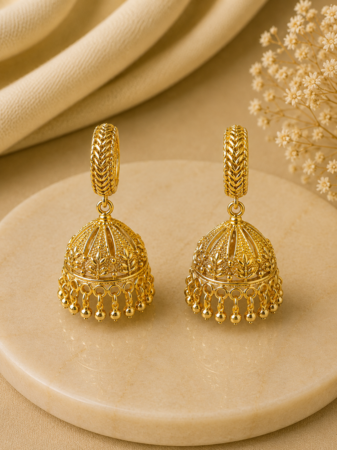 Jaya Gold-Plated Jhumka Hoop Dangle Earrings