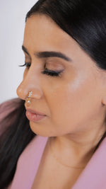 Zig Zag Gold Big Gem Dangle Nose Ring for pierced nose