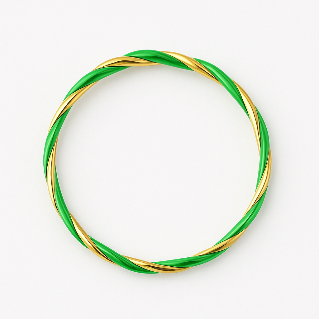 Green Spiral Gold Nose ring for pierced and non pierced nose