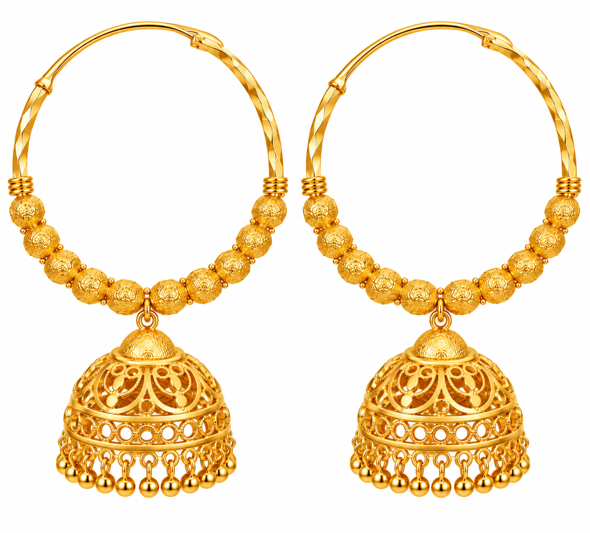 Extra Large Gold Plated Collection Jhumka Earrings Amira
