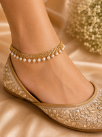 Golden Dew Pearl Gold Payal | Anklet Set | Indian Anklet | Bridal Payal 661 - 77