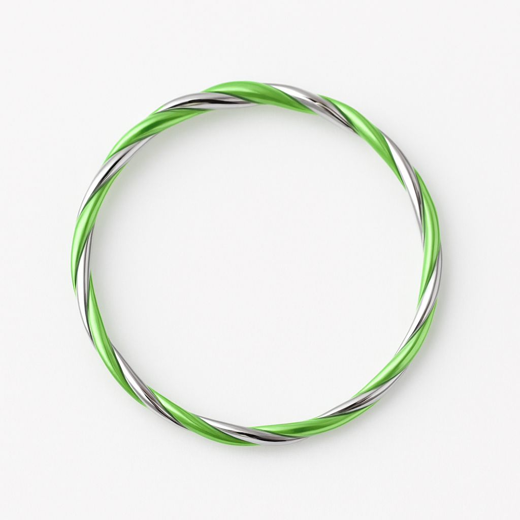 Green Spiral Silver Nose Ring for pierced and non pierced nose