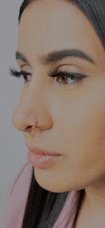 Pink Stone Dangle Rose Gold Nose ring for pierced nose