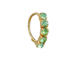 5 Green Stone Gold Nose Ring For Non Pierced And Pierced Nose