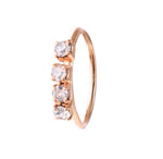 4 Stone Rose Gold Nose Ring for pierced & non pierced nose