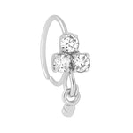 3 Stone Dainty Ball Dangle Silver Nose Ring for a pierced nose
