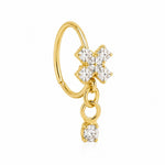 Cross Gold Gem Dangle Nose Ring Pierced Nose