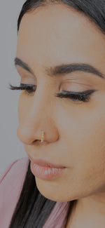 5 Stone Gold Nose Ring for pierced & non pierced nose
