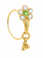 Rainbow Light Green Flower Stone Dangle Nose Ring For Pierced Nose