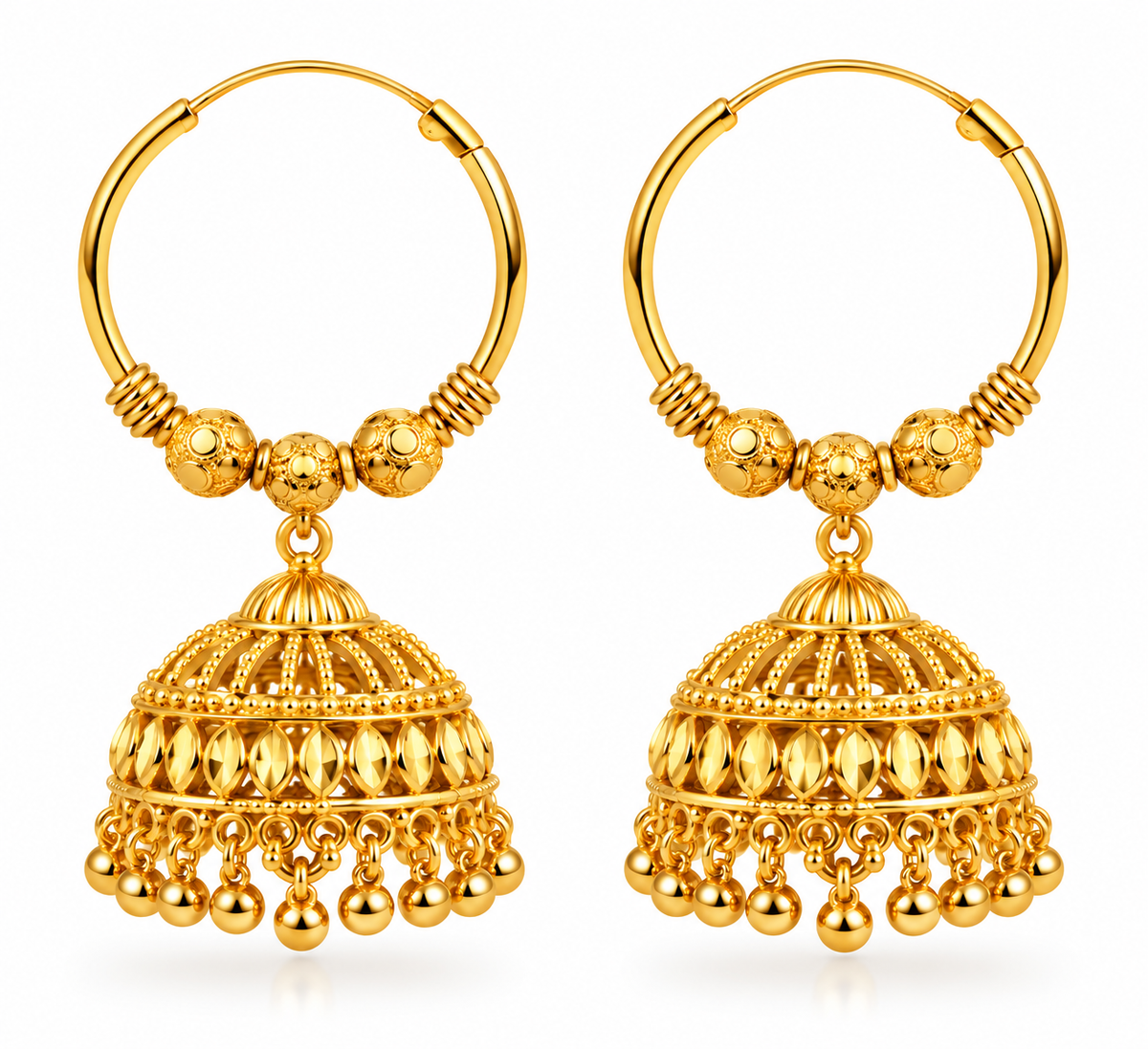 Tara Large Gold plated Collection Jhumka Earrings