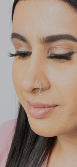 5 Stone Silver Dangle nose ring for pierced nose