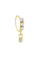 3 Stone Gold Dangle Nose Ring For a Pierced Nose