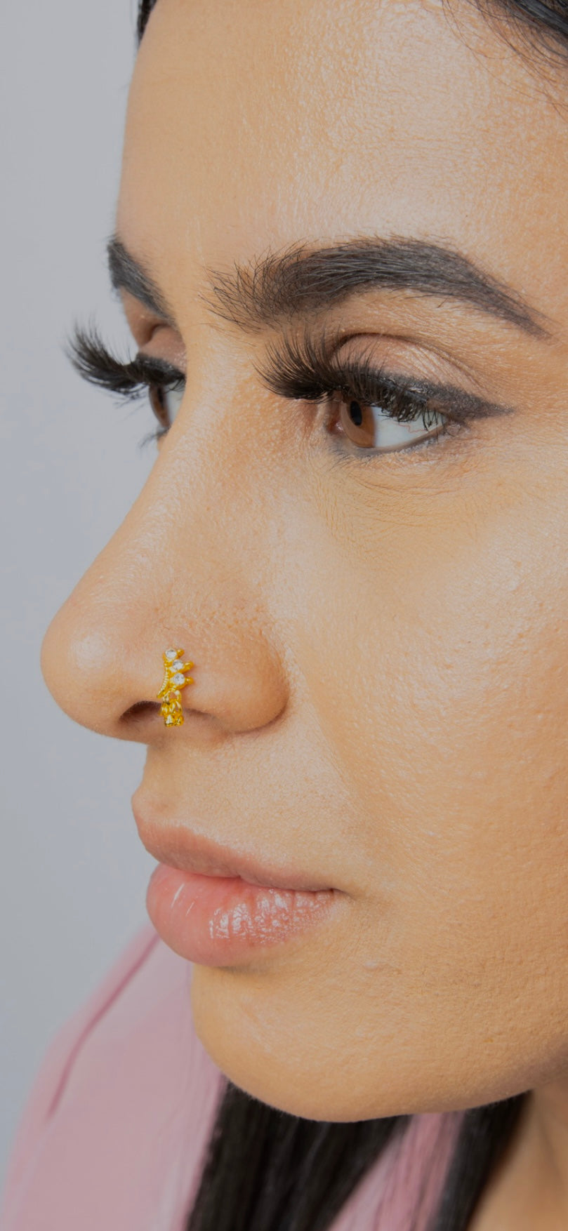 Crown Dangle Ball Gold Nose Ring for Pierced Nose