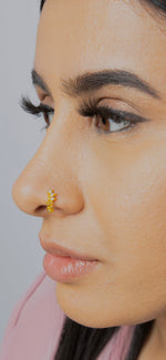 Crown Dangle Ball Gold Nose Ring for Pierced Nose