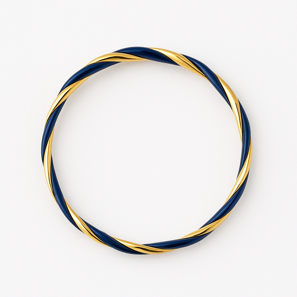 Blue Spiral Gold Nose ring for pierced and non pierced nose