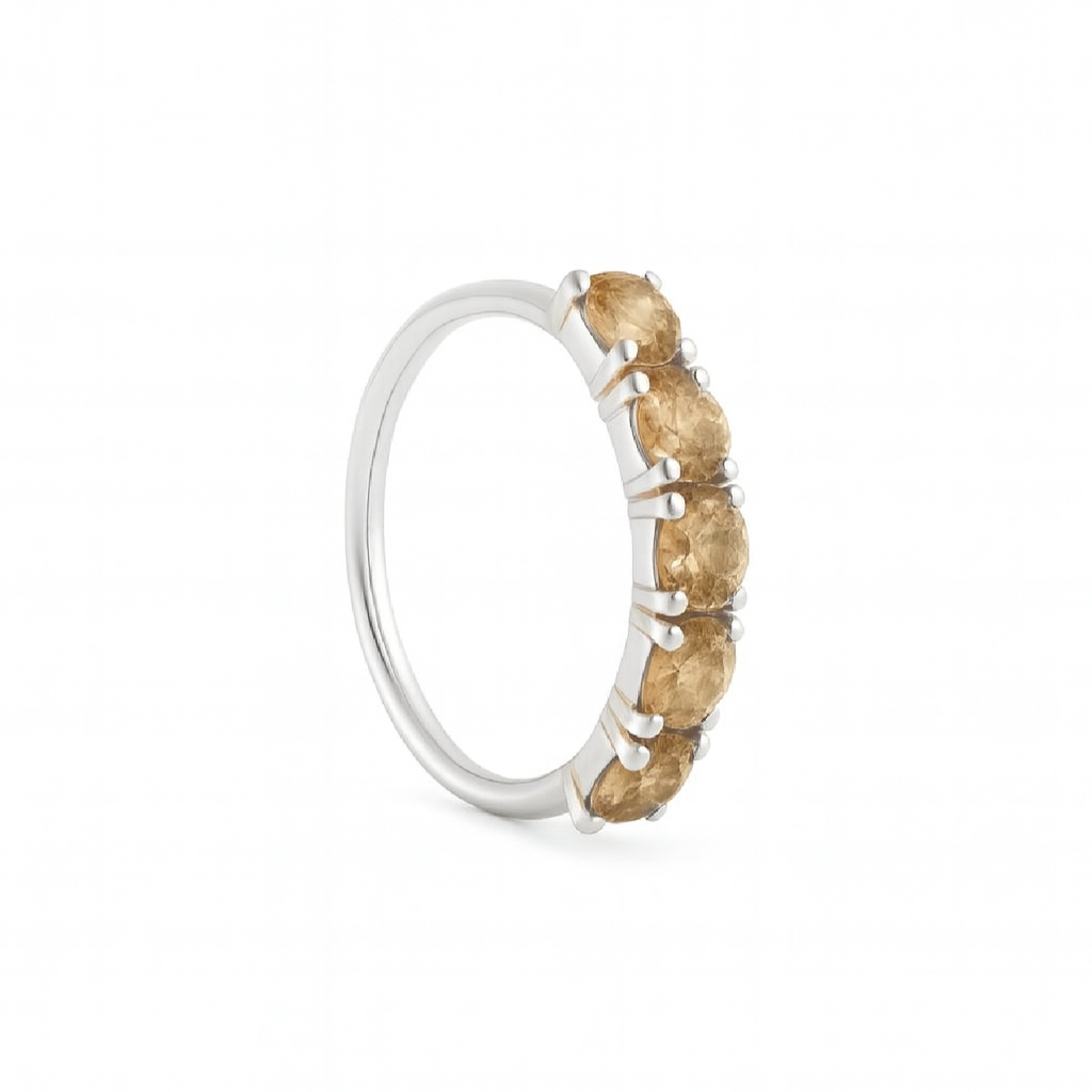 Gold 5 stone Silver Nose Ring for pierced and non pierced nose