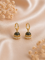 Diya Mini Black Gold-Plated Jhumka Hoop Dangle Earrings