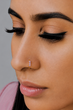 Lilac 3 Stone Gold Nose Ring For Pierced And Non Pierced Nose