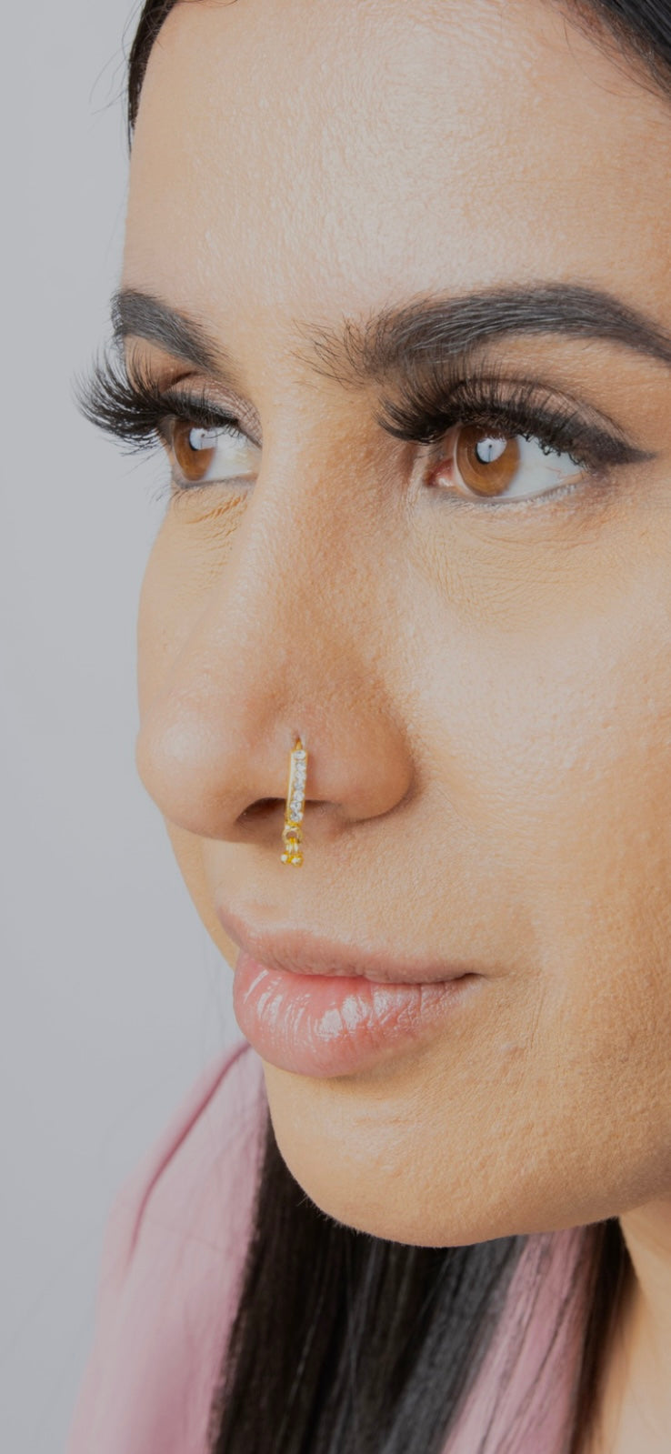 Straight Gold Ball Dangle Nose Ring for pierced nose