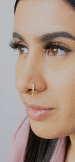 Straight Gold Ball Dangle Nose Ring for pierced nose