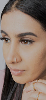 4 Stone Rose Gold Nose Ring for pierced & non pierced nose