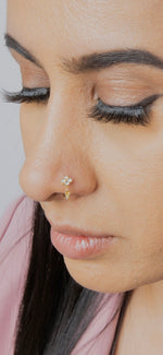 Square Ball Dangle Gold Nose ring for pierced nose