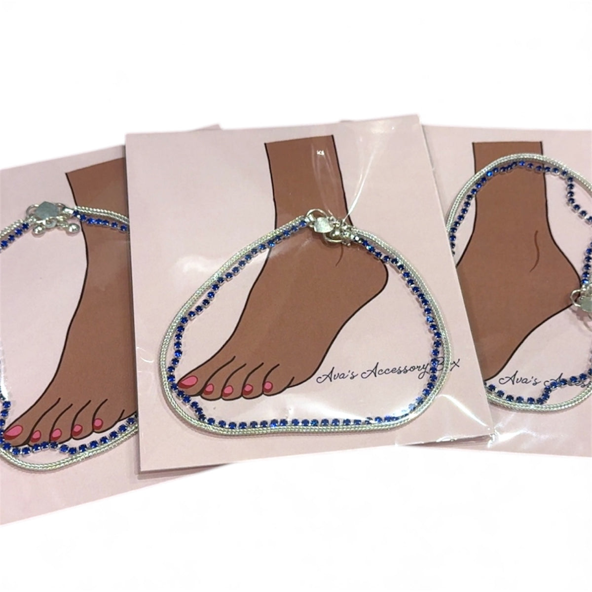 Royal Blue 1 x Silver Anklet Women's Indian Fashion Accessories