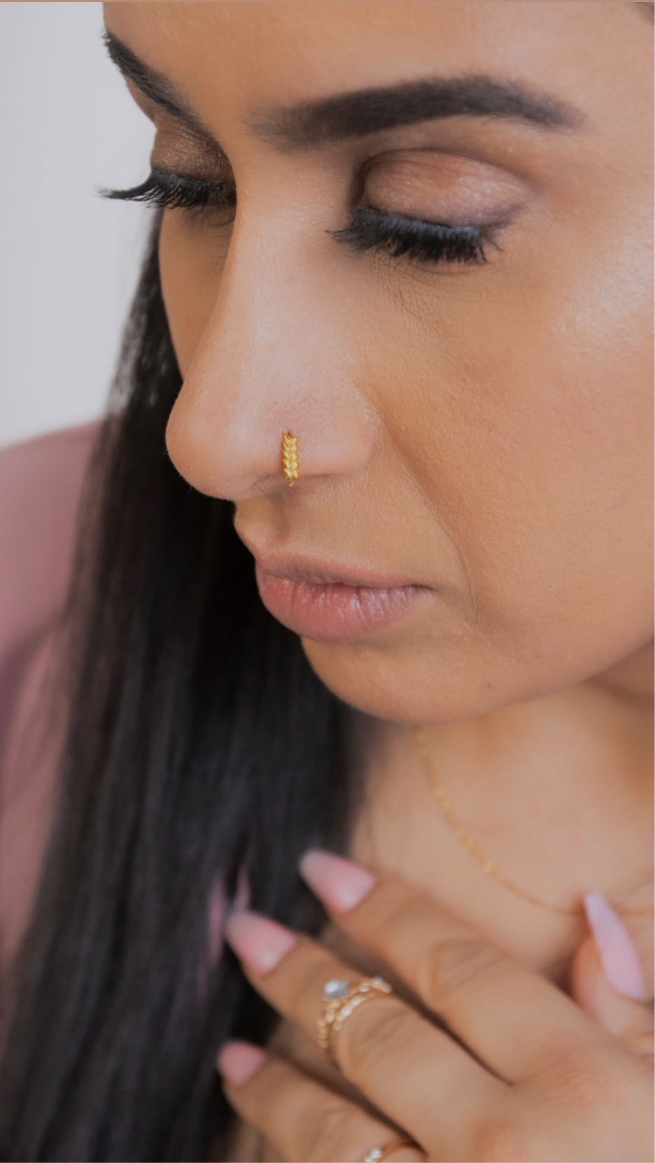 Everyday Thick Gold Nose Ring for Pierced & Non Pierced Nose