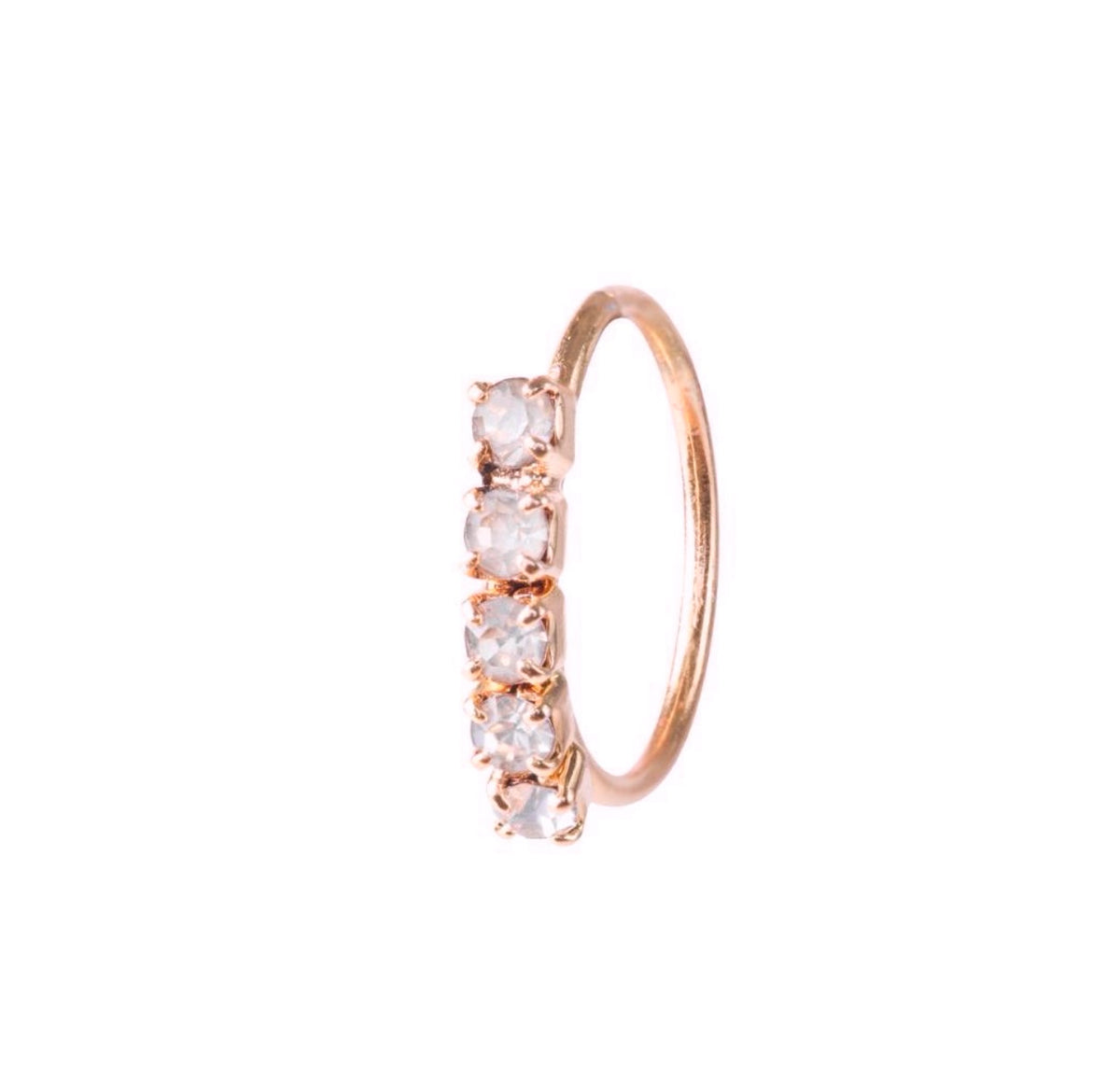 5 Stone Rose Gold Nose Ring for pierced & non pierced nose