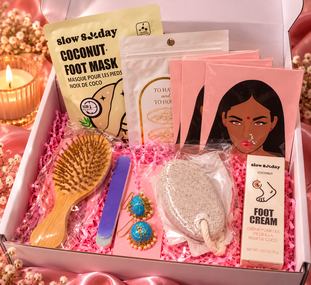 Pick your own 5 Nose Ring Box Pamper Gift Set Blue Jhumka