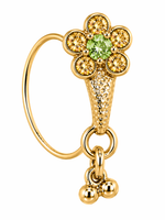 Light Green Flower Gold Stone Dangle Nose Ring For Pierced Nose