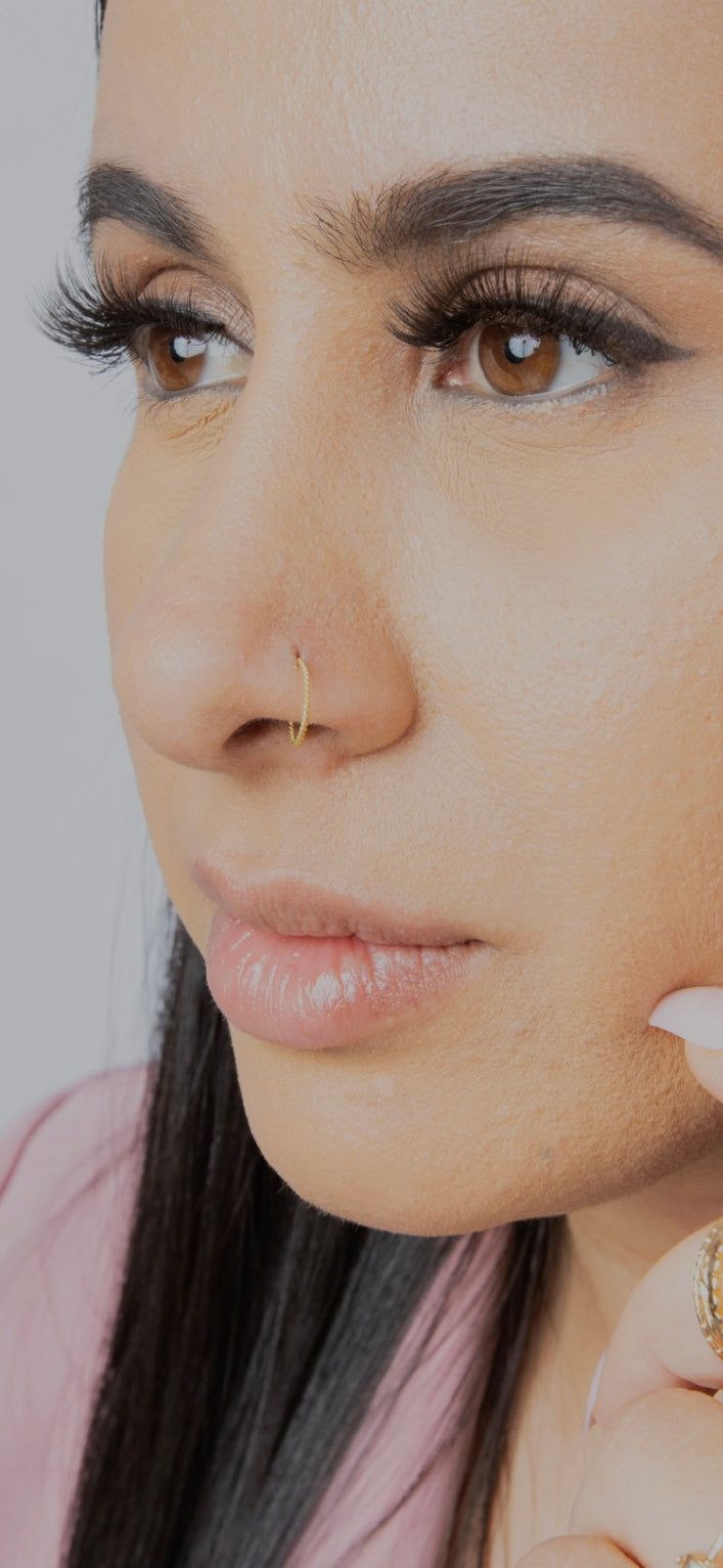 Spiral Gold Nose ring for pierced and non pierced nose