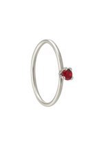 Red 1 Stone Silver Nose Ring for pierced and non pierced nose