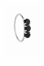Black 3 Stone Silver Nose Ring For Pierced And Non Pierced Nose