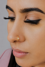 Star 1 Stone Gold Nose Ring Pierced & Non Pierced Nose
