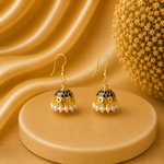 Mini Black Hand Painted Jhumka Hook Dangle Earring