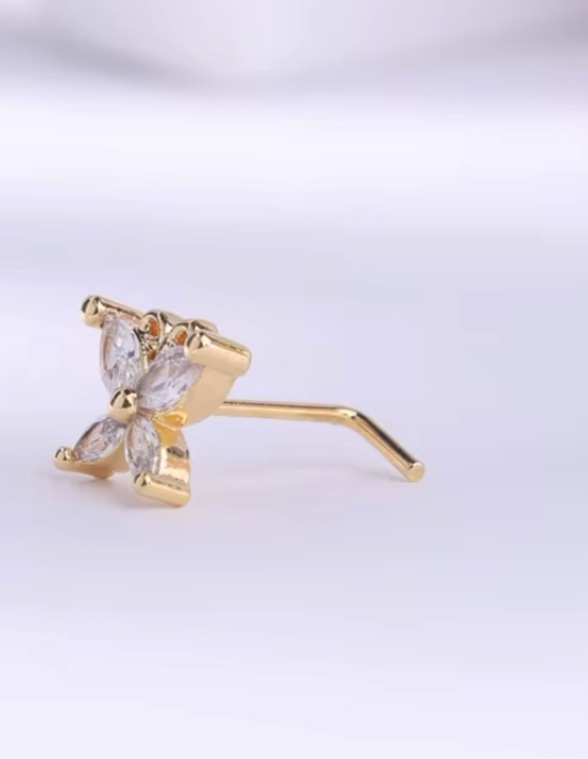 Gold Butterfly Stud Nose Ring for pierced nose