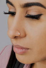 Rainbow 1 Stone Gold Nose Ring Pierced & Non Pierced Nose