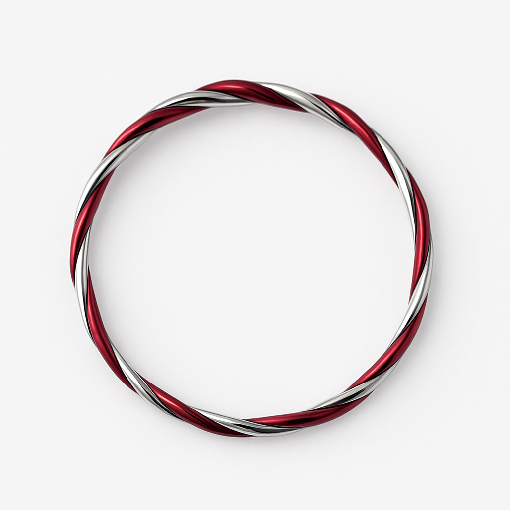 Candy Cane Red Spiral Silver Nose Ring for pierced and non pierced nose