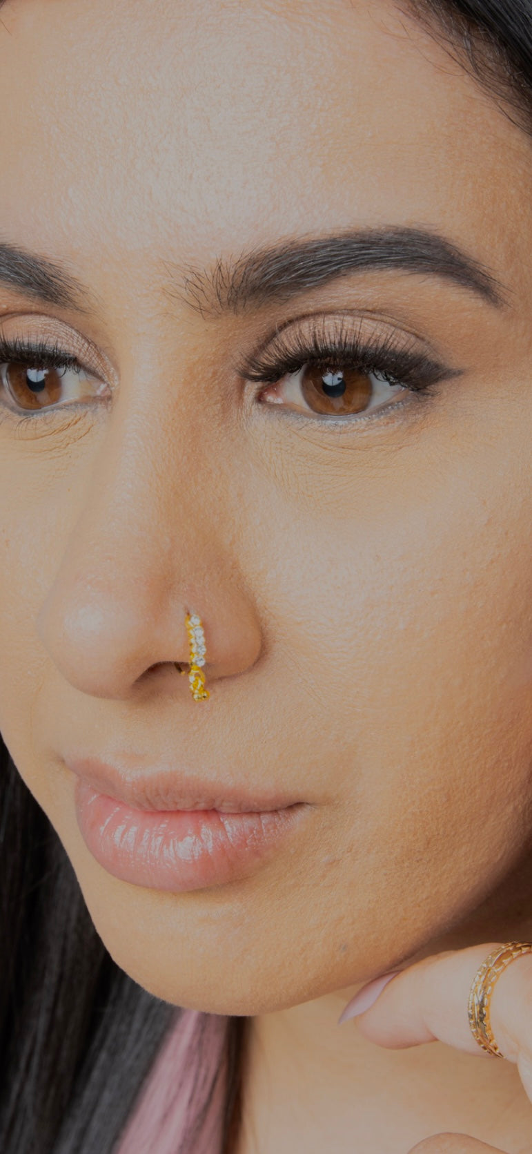 Rounded Dangle Gold Nose Ring for Pierced Nose